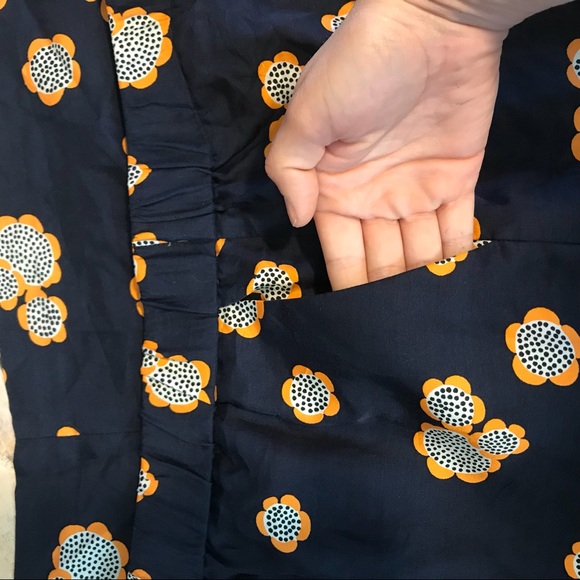 Boden Floral Skirt Size 16L Navy Yellow A Line - Picture 5 of 5